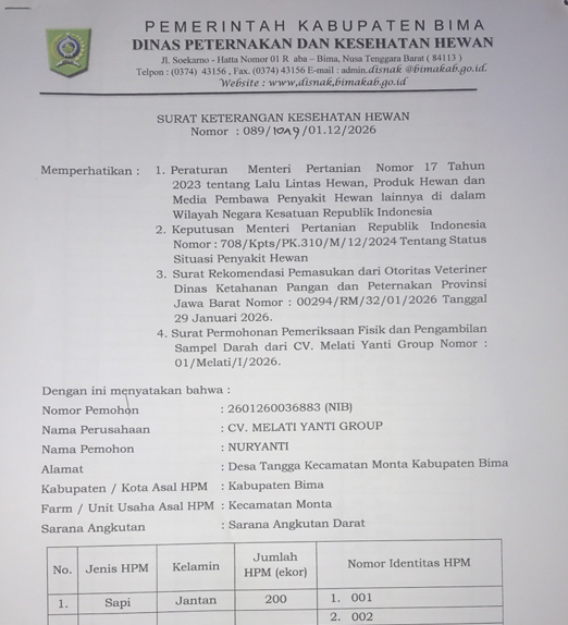 Hewan di Pastikan Sehat